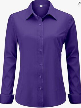 Hearain wrinkle free purple button up long sleeve